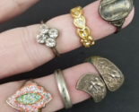 x6 RING LOT ladies vintage 925 Sterling gold tone antique ALL SIZE 5 - $49.99