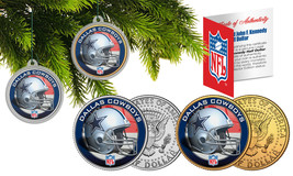 Dallas Cowboys Colorized Jfk Half Dollar 2-Coin Set Nfl Christmas Tree Ornaments - £10.99 GBP