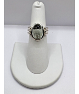 Clear Glass Cabochon Bezel Sterling Silver Ring sz 6 - Fortune Tellers Ring - $40.00
