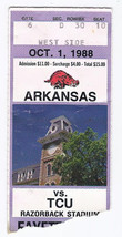 1988 NCAA College Football Ticket Stub TCU @ Arkansas October 1st 10/1/88 - $14.22