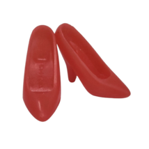 VINTAGE MATTEL BARBIE RED CLOSED TOE HIGH HEEL HEELS PUMPS SHOES PLASTIC - $4.75