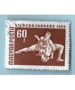 Hungary Postage Stamp Used (1958) - 60f International Wrestling - Scott ... - $1.99