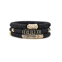 3 Pcs/set Round Soft Polymer Paiette Bracelets For Women New Fashion Elastic Jew - £9.88 GBP