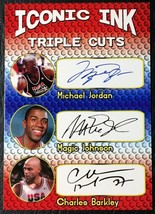 Iconic Ink Triple Cuts Facsimile Autograph  Jordan, Magic Johnson,Charle Barkley - £2.01 GBP