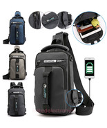 Men&#39;s Sling Crossbody Bag Anti-theft Chest Shoulder Backpack USB Chargin... - $376.77 MXN