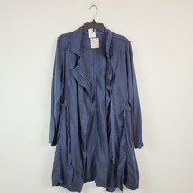 Style &amp; Co Womens Plus 1X Industrial Blue Belted Trench Coat NWT Z37 - $53.89