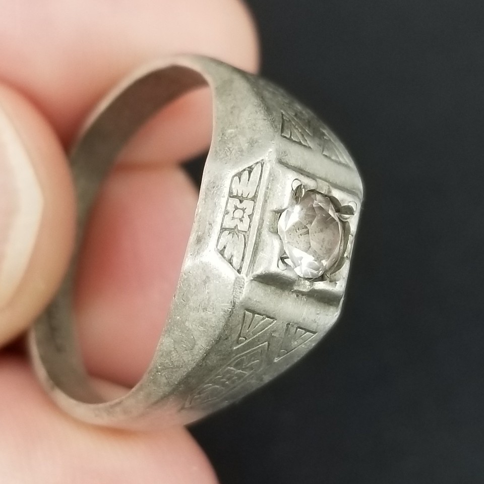 size 11 mens ring 1930s Art Deco sterling silver 925 ring Uncas ESTATE SALE Item image 2