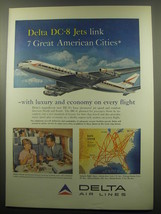 1959 Delta Air Lines Ad - Delta DC-8 jets link 7 great American Cities - £11.72 GBP