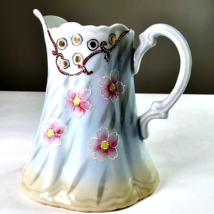 Nippon hand painted pink flowers on porcelain pitcher Vintage Antique for milk - £23.63 GBP