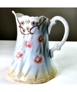 Nippon hand painted pink flowers on porcelain pitcher Vintage Antique fo... - $29.99