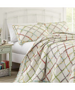 NEW Laura Ashley 100% Cotton Ruffle Garden Quilted Standard Pillow Sham - $51.99