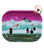 1x Tray Str8 Mini Metal Smoking Rolling Tray | Stoney Penguins Design - $21.51 CAD