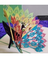 Peacock throwing Colourful Wheel 3D Kirigami Pop-up Greeting Card with w... - $164.88 MXN