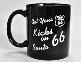 Vintage Get Your Kicks On Route 66 Mug coffee Cup black The Mother Road - $25.73