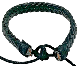 Men's Black Braided Leather Stainless Steel Bracelet Set Beaded Lobster Closure image 12