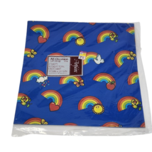 Vintage 1980&#39;s Gift Wrap Wrapping Paper Blue W Rainbows Hearts Sun Flower New - £18.98 GBP