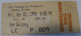 Moody Blues Ticket Stub 1992 Morris Civic Centre South Bend Indiana USA VG+ - £7.66 GBP