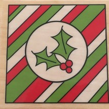 Hampton Art Studio G Rubber Stamp Katie &amp; Co. Holly Stripes Christmas Ho... - £3.15 GBP
