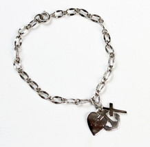 Danecraft Sterling Silver Charm Bracelet w 3 Charms Anchor Heart Cross V... - £39.46 GBP