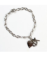 Danecraft Sterling Silver Charm Bracelet w 3 Charms Anchor Heart Cross V... - £39.44 GBP