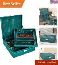 Travel-Friendly Lockable Jewelry Organizer with Removable Tray in Green ... - $43.50