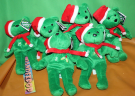 6 Piece Salvino&#39;s Bamm Beano&#39;s Baseball Sports Green Holiday Bears Stuffed Toys - £27.25 GBP