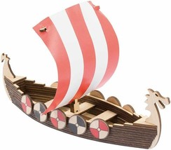 Viking Boat Wooden Miniature Tabletop Desktop Warfare Kit - Easy Assembl... - $37.31