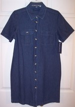 NWT Karen Scott SS Dark Blue Denim Dress, Small - $13.99