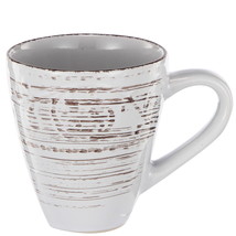 Cream Antiqued Rustic Flare Ceramic Mugs - 12oz Set of 4 - £22.15 GBP