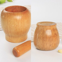 Wooden Garlic Ginger Spice Mixing Grinding Mortar and Pestle Set  - £15.71 GBP