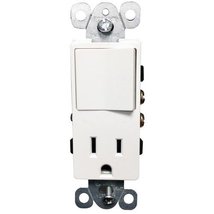 Decorative Single Pole Rocker Switch / Receptacle Combo White (Box of 10) - $67.32