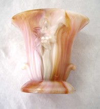  Vintage Akro Slag Glass Agate Lily Vase Orange White - $14.99