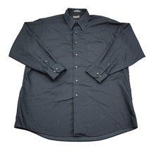 Arrow Shirt Mens L Black Button Up Long Sleeve Collated Pockets Dress Shirt - £19.65 GBP