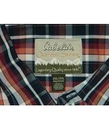 Classic Mens Cabelas Brand Long Sleeve Red Striped Casual Shirt sz 2XL  ... - $7.87