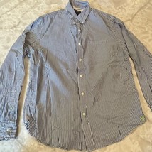 American Eagle Shirt Men&#39;s Size Large Button Up Long Sleeve Blue Striped... - £9.21 GBP