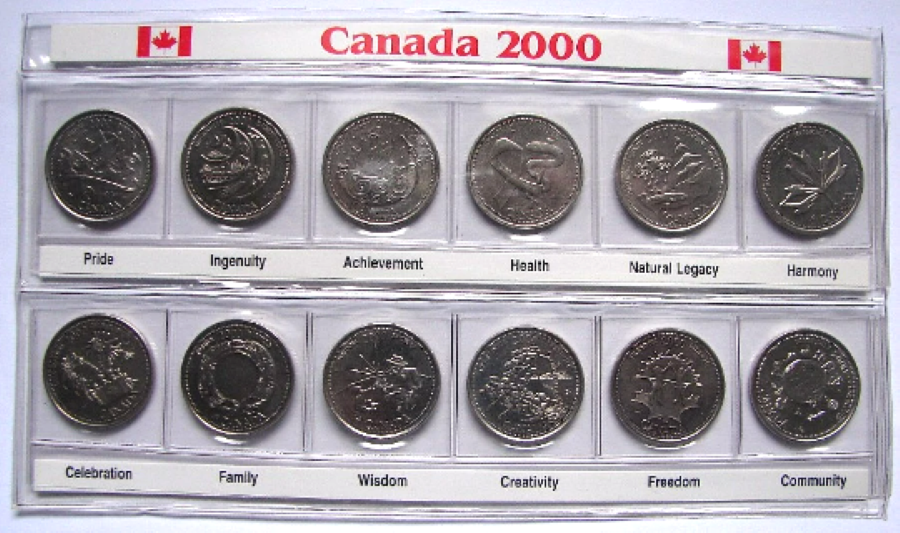 CANADA MILLENNIUM SET 2000 Millennium Small Sleeve with all 12 commemorative coi - £32.16 GBP