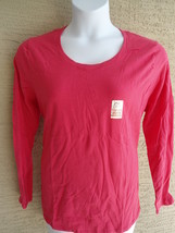 Nwt Womens Just My Size Cotton Jersey Knit L/S Scoop Neck Tee Shirt 1X Raspberry - £3.87 GBP