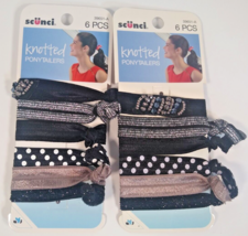 Lot of 2 Scunci No-Damage Knotted Fashion Ponytailers, 6 Ponytailers ea ... - £7.88 GBP