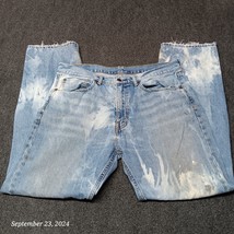 Levi Jeans Men 36x32 Blue 505 Regular Straight Leg Bleached Spotted Mid ... - $15.23