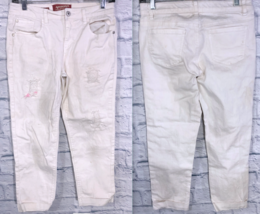 Arizona Girlfriend White Jeans Stretch Size 16 Relaxed Pants - £9.31 GBP