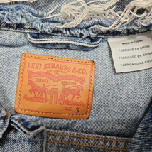 Womens Levi's Denim Trucker Jacket Embroidered Palm Trees Distressed Small image 12
