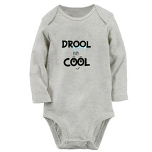 Drool is Cool Funny Rompers Newborn Baby Bodysuits Infant Long One-Piece Outfits - £8.86 GBP