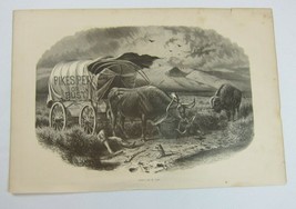 Antique 1873 Engraving Print Pikes Peak or BUST! W.M. Cary Wagon Indian ... - £31.59 GBP