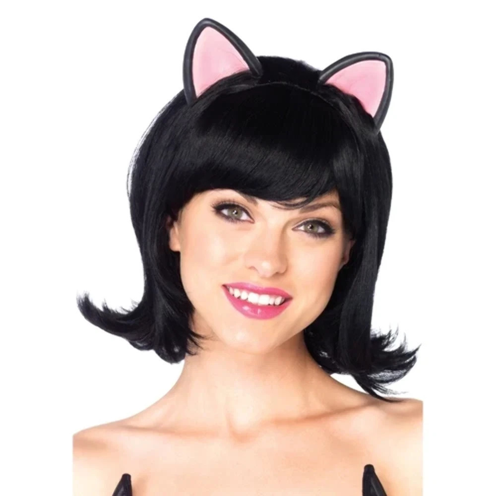 BLACK KITTY KAT BOB WIG w/ ATTACHED EARS HALLOWEEN COSTUME ACCESSORY 2650 Item image 2