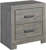 Modern 2 Drawer Nightstand With 2 Usb Charging Stations By, Weathered Gray. - £171.30 GBP