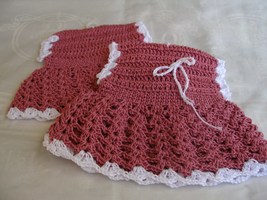 Potholders Crochet Dress Mini Microwave Set of Two New Handcrafted Kitchen  - £9.59 GBP