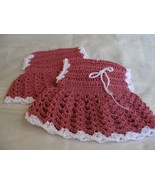 Potholders Crochet Dress Mini Microwave Set of Two New Handcrafted Kitchen  - £9.65 GBP