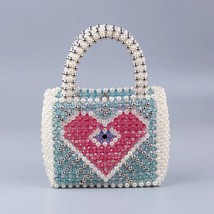 Colorful Beaded s Evening Bag Summer Vacation Handmade Woven Beach Handbag Cute  - £77.90 GBP