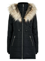 Ladies/Women Ex New Look BLACK Hooded Faux Fur Trim Puffer Coat Jacket Size 8 - £35.44 GBP