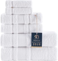Qute Home 6-Piece Towels Set 100% Turkish Cotton WHITE NEW - $45.48